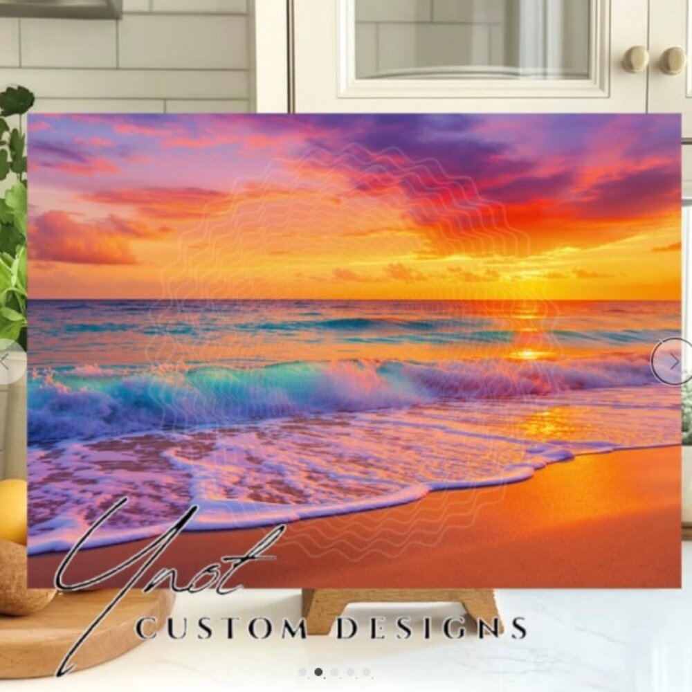Sunset Beach 11 x 7.86 Glass Cutting Board